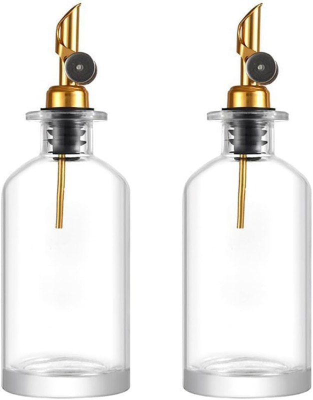 2 Pack Olive Oil Dispenser Bottle, Coffee Syrup Dispenser with Metal Pour Spout,