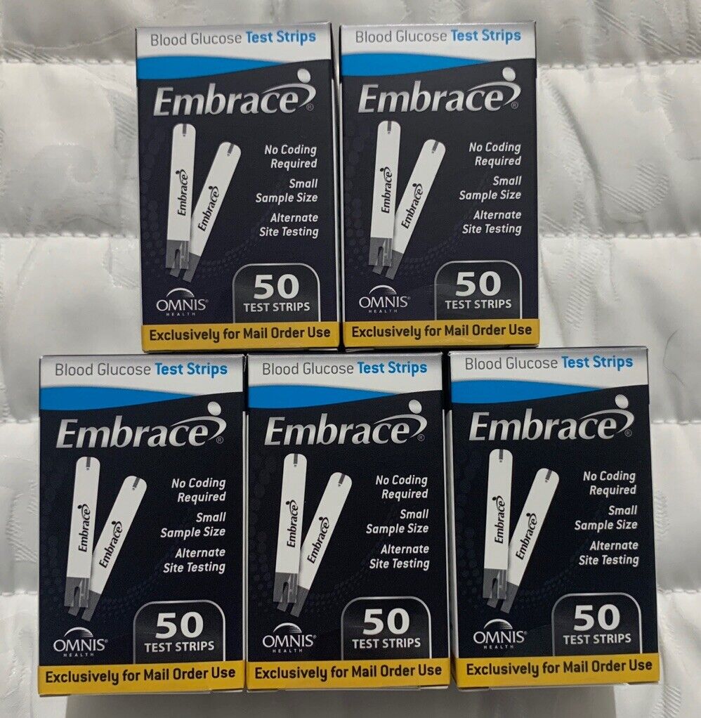 Embrace Blood Glucose Test Strips 250 Count - APX02AB0202MO- 5...