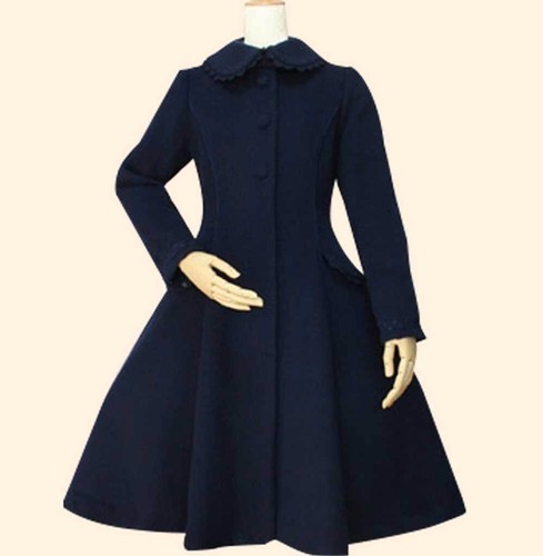 Pre-owned Handmade Custom Made To Order Removable Cape Woolblend Fitted Coat Lolita Plus1x-10x L168 In Black