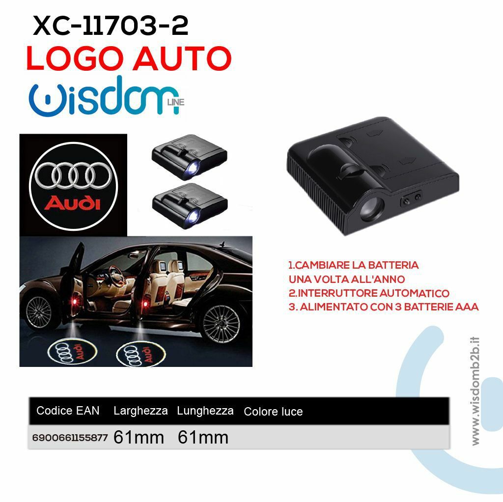 Coppia Luci - Audi Proiettori Led Logo Auto Luce Portiera Sotto Porta wis