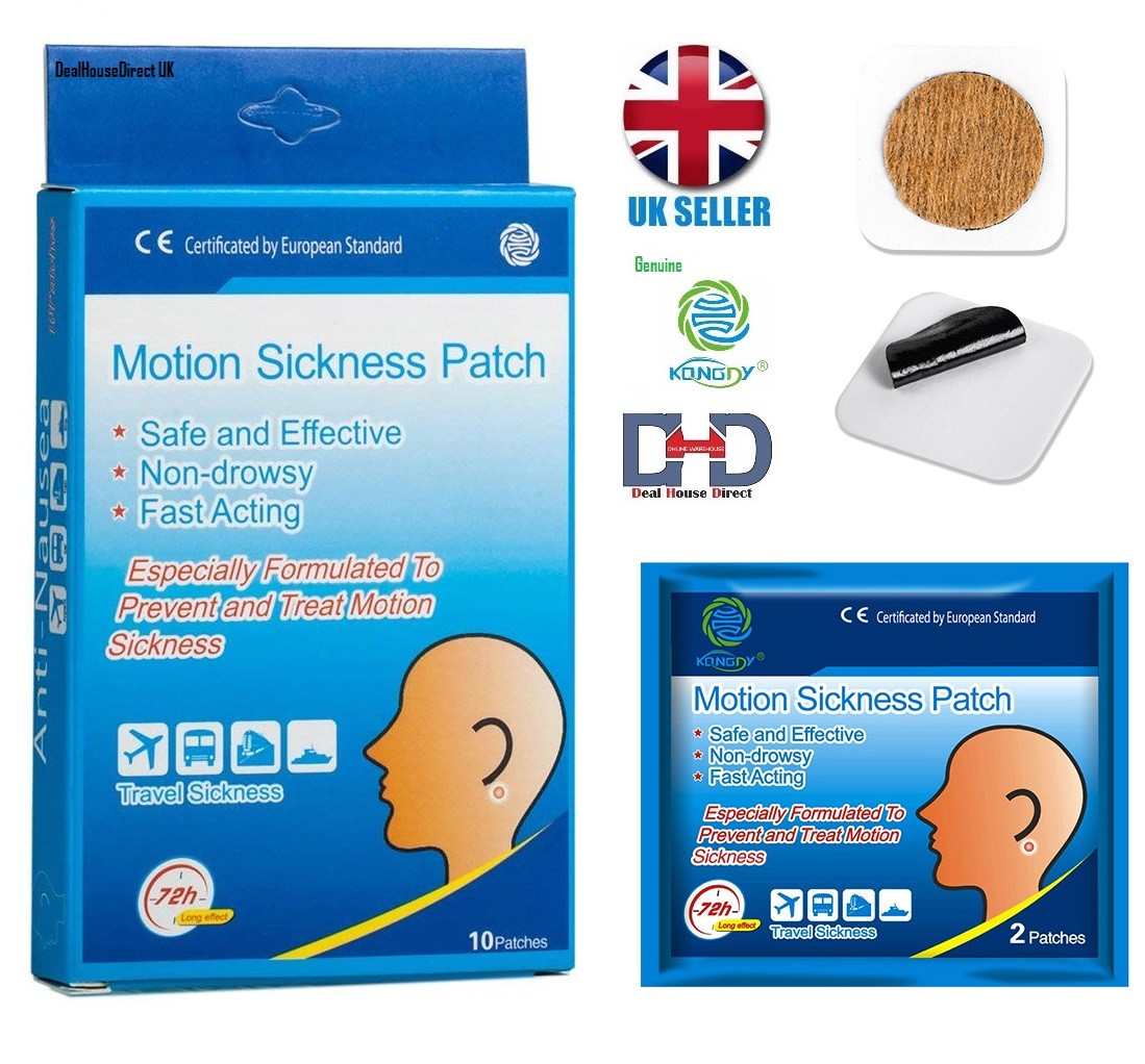 MOTION SICKNESS PATCHES ANTI NAUSEA TRAVEL SEA AIR SICKNESS RELIEF 10