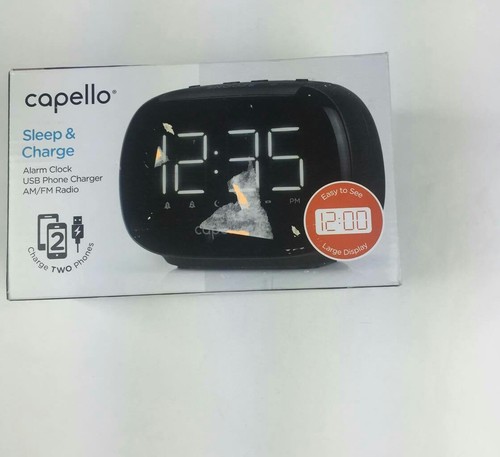 Capello Sleep And Charge Dual Alarm Clock With Dual USB Charging (Open Box)