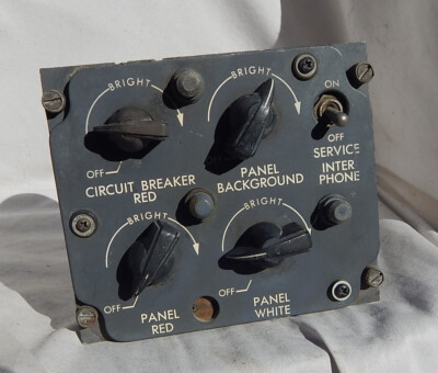 Boeing 707 & 727 Flight Engineer's 4 Instrument Panel Light Controls Console Box