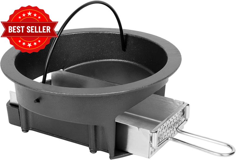 Cast Iron Ash Can with Drawer for KJ Classic Joe - Stainless Steel Slide-Out Dra