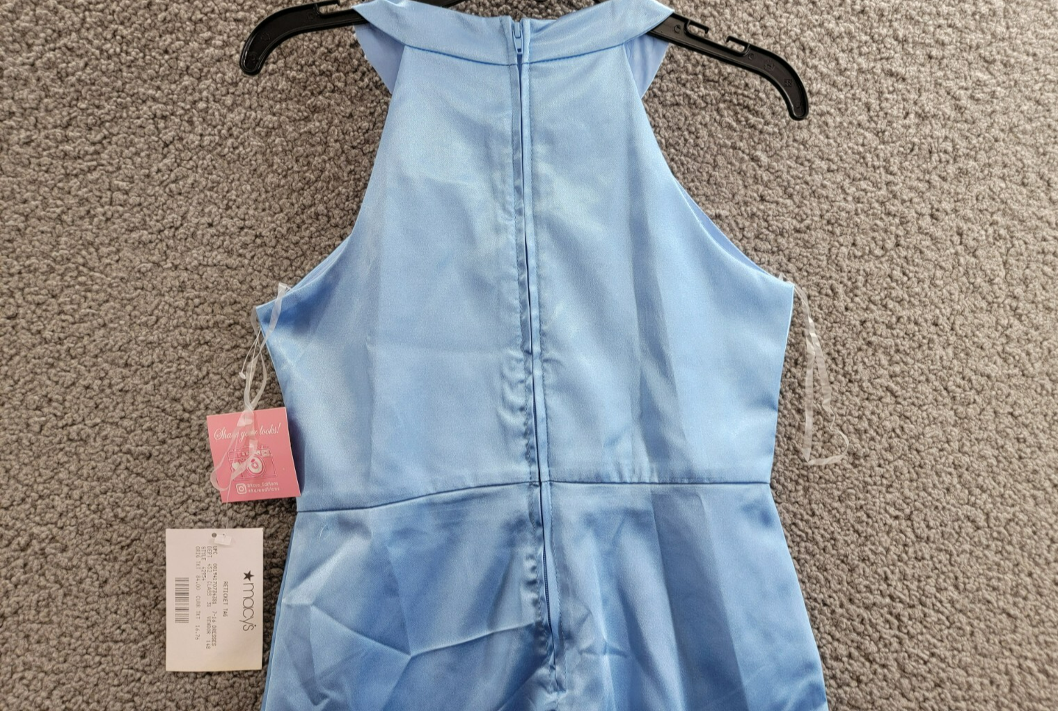 Rare Editions Sleeveless Imitation Pearl Halter Dress Big Girls 10 Blue Back Zip - Picture 13 of 16