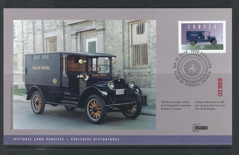 Canada / Historic Land Vehicles . Maximum card FDC. Winnipeg Police Patrol Wagon