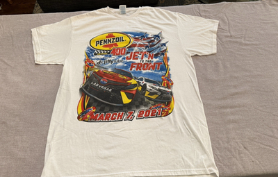 Pennzoil Racing T Shirt Size L White Las Vegas Motor Speedway 400 Preshrunk 2021