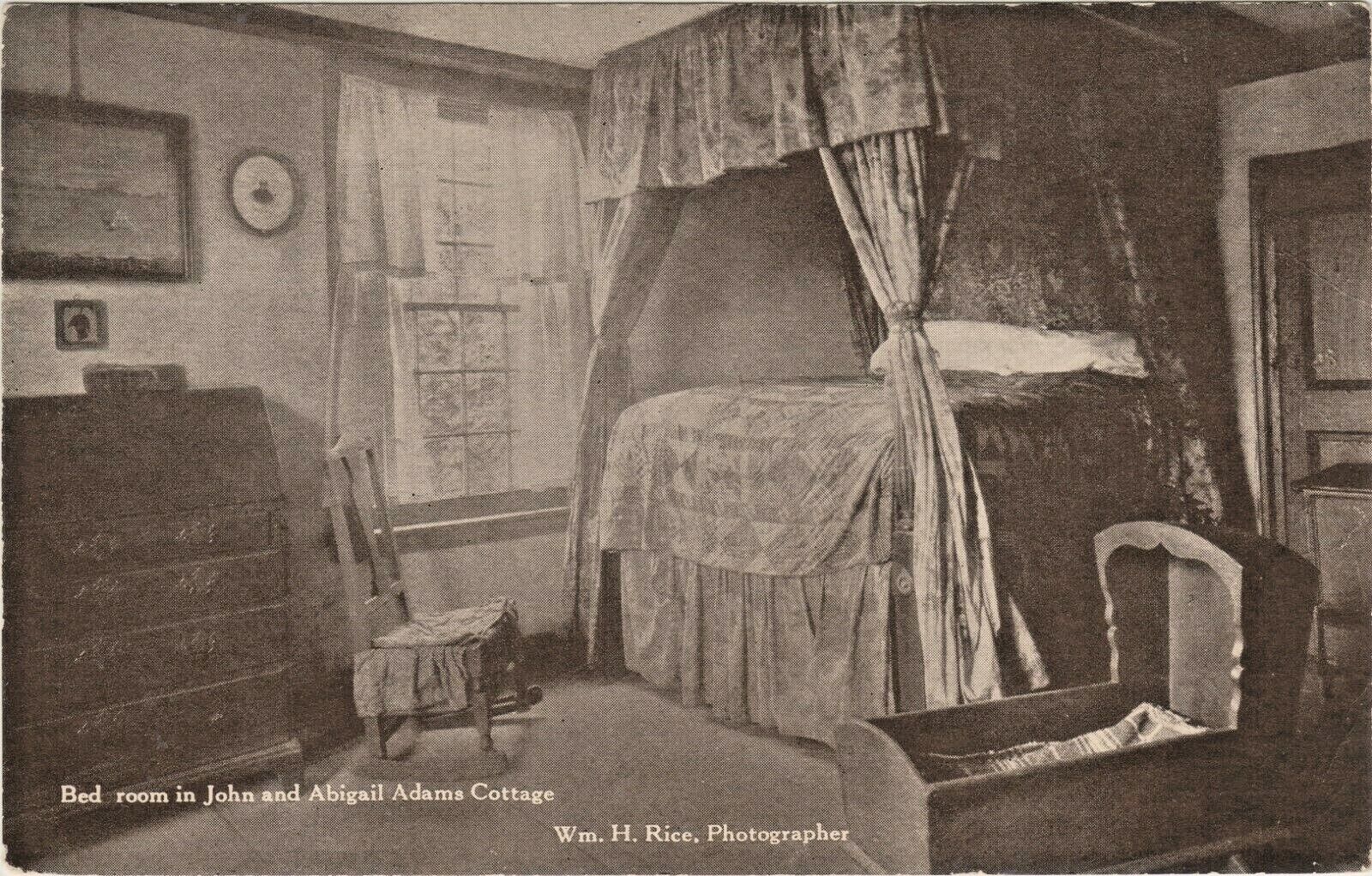 Bedroom in John & Abigail Adams Cottage, Canopy Bed, Rocking Chair, Baby Cradle
