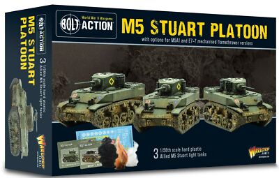 Игры Warlord Bolt Action Plastic M5 Stuart Легкий танковый взвод (3 танка)