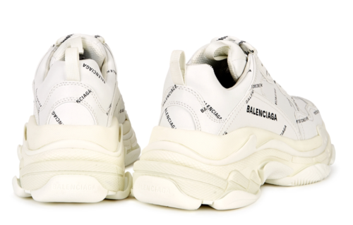 Pre-owned Balenciaga Triple S Sneaker Black White All Over Logo Platform Flat Trainer 42