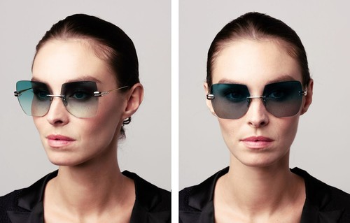 Pre-owned Dita Embra Dts155-a-03 Silver Gold Dark Turquoise Gradient Rimless Sunglasses In Dark Turquoise To Clear Gradient