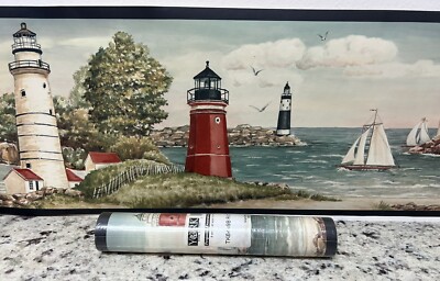 Lighthouse Sailboat Seagulls Wall Border Prepasted #TK6449B