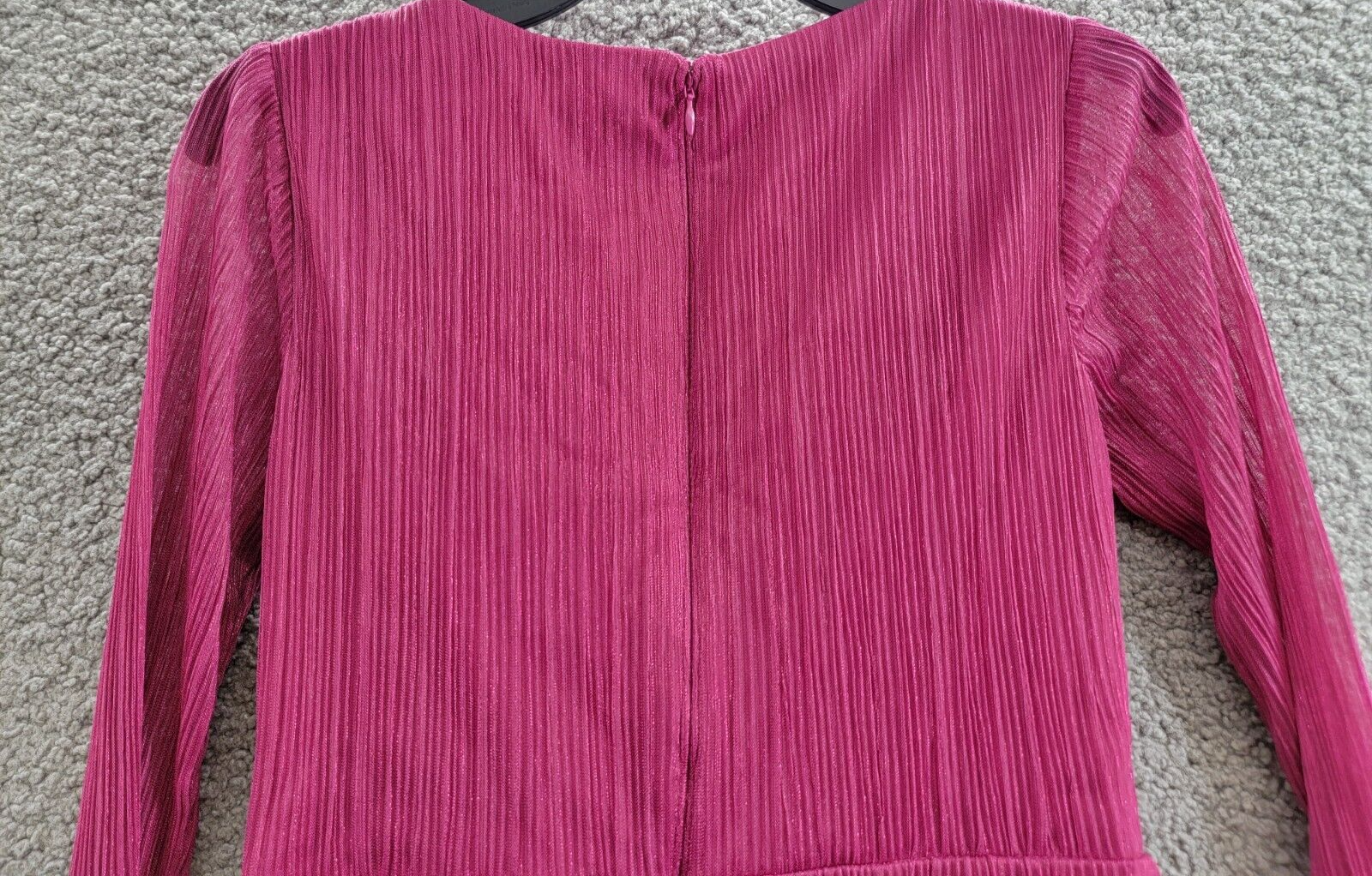 Adrianna Papell Metallic V-Neck Side-Tie Top Women's 0 Magenta Back Zip Closure - Picture 11 of 17