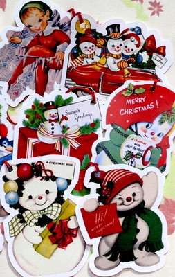 9 Gift Tags for Christmas ~ Snowman~Paper Ornaments~ Vintage Card Images