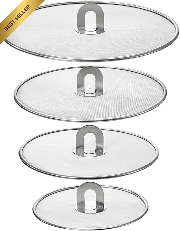 4 Pack Splatter Screen for Frying Pan, Stainless Steel round Fine Mesh Splash Gu