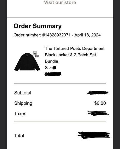 Pre-owned Taylor Swift Tortured Poets Department Jacket Small (in Hand‼️) In Black