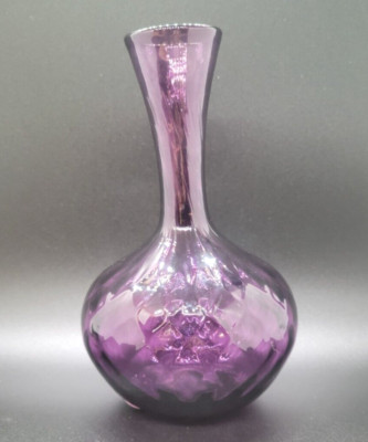 Pairpoint Art Glass 34% Lead Crystal Vase 6'' Purple Amethyst Pairpoint Sticker