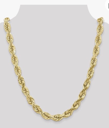 Pre-owned Texas Jewelers Real Men 10k Yellow Gold Rope Chain Necklace 8mm 24" Diamond Cut Top Quality