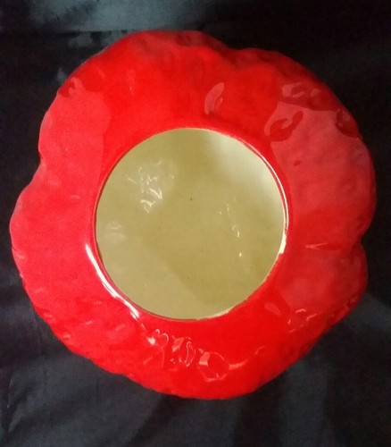 Strawberry Cookie Treat Jar 10 1/2 Tall Ceramic Red Fruit Large Vintage Bright