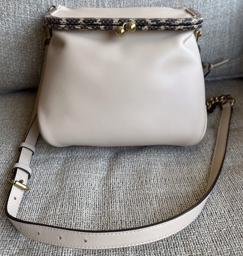Coach Rider Bag 24 75501 Snakeskin Detail Kiss Lock Close