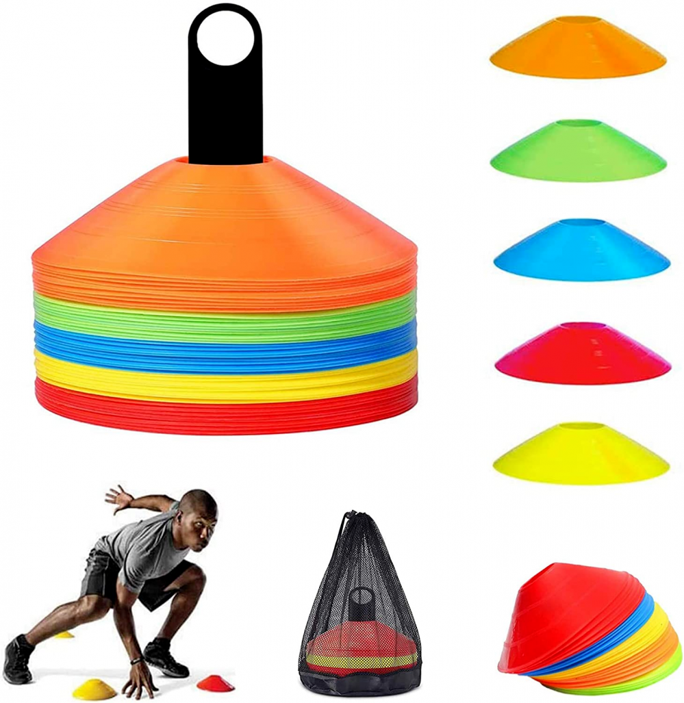 Set 50 Pezzi Ostacoli Conetti Allenamento Forza Velocità Calcio Vari Colori dfh