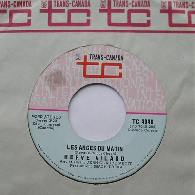 HERVE VILARD Les anges du matin NM- CANADA 1970 TC FRENCH 45 Derrière le mur