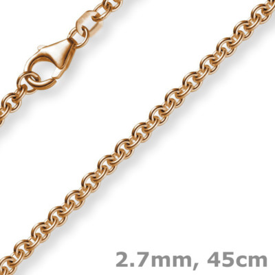 Pre-owned Schmuck-krone - Goldschmuck 0 1/8in Necklace Circular Anchor Chain 750 Gold Rose Gold, 17 23/32in Unisex, In Pink