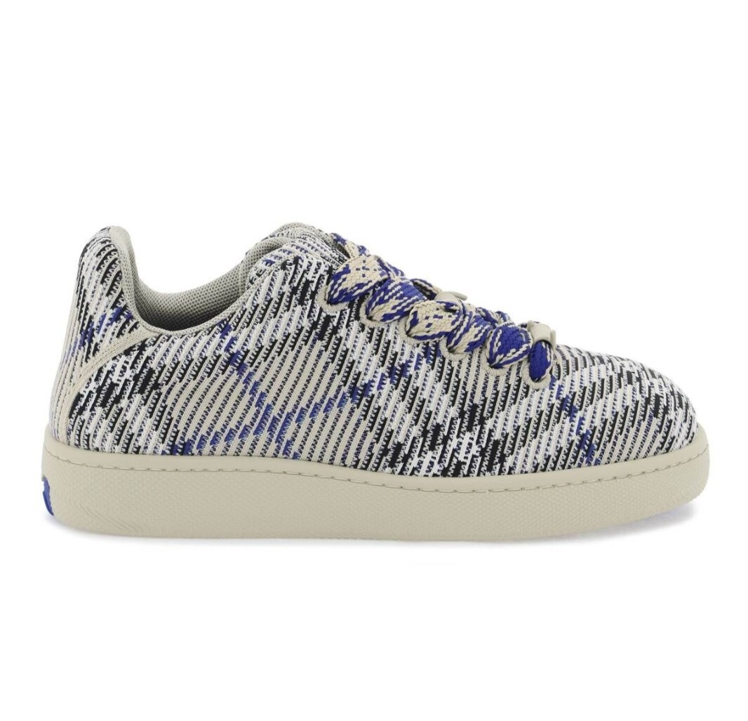 Burberry Check Knit Box Sneakers Men's 44 Lichen Ip Check Lace Up Closure - Picture 1 of 18