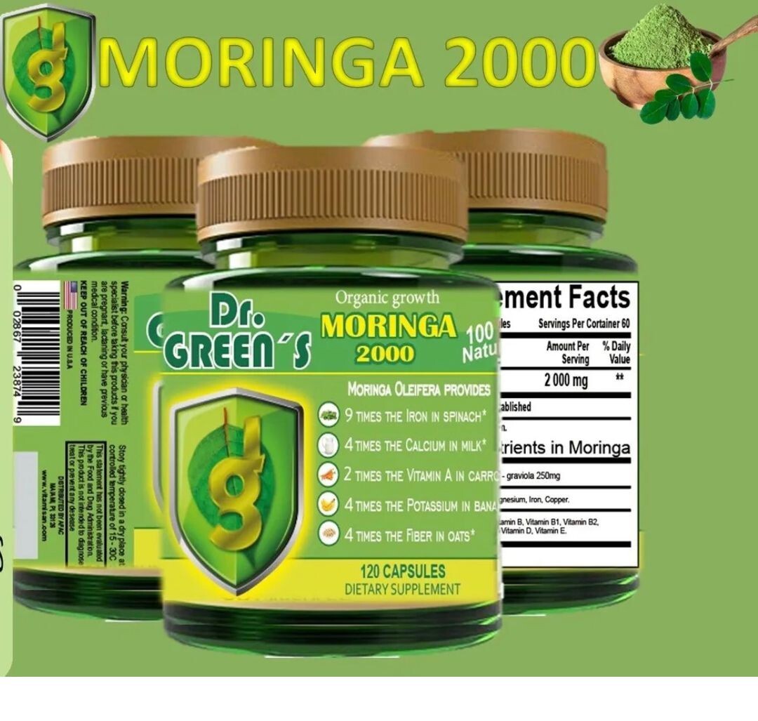 ORGANIC MORINGA Oleifera Powder Capsules 120 100 % PURE VIDA 2000mg x/s