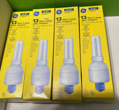 LOT OF 4 - GE REPLACEMENT BULB  80507 13W plus Adapter FLA13/SPX27 -