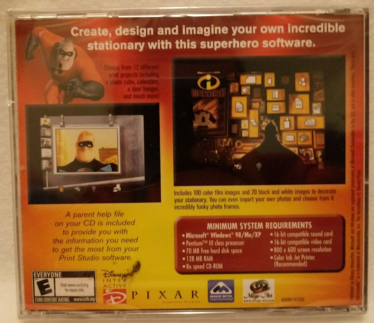 Disney The Incredibles PC-CD ROM Print Studio CD Software Disc Brand New Sealed