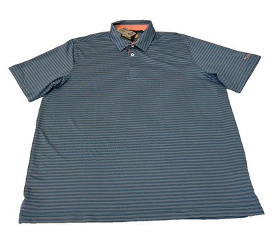 Puma Men's UPF 40 UV Protection Polo Shirt XL Teal/Pink Striped Company Logo NEW