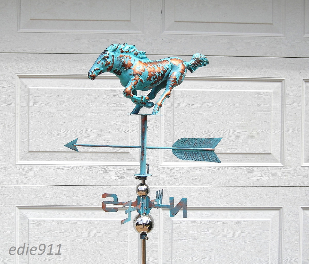 RACING GALLOPING HORSE Weathervane AGED COPPER PATINA FINISH Handcrafted 3D NEW