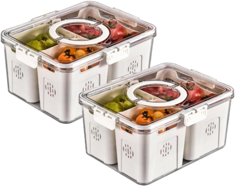 2 Pack Refrigerator Organizer with Lids, Designed for Neat, Stackable and save S