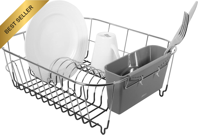 Slimline Dish Rack, Grey, Small