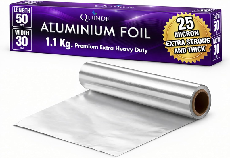 Heavy Duty Aluminium Foil 25 Micron – Extra Thick Foil Roll 50M X 30Cm – Premium
