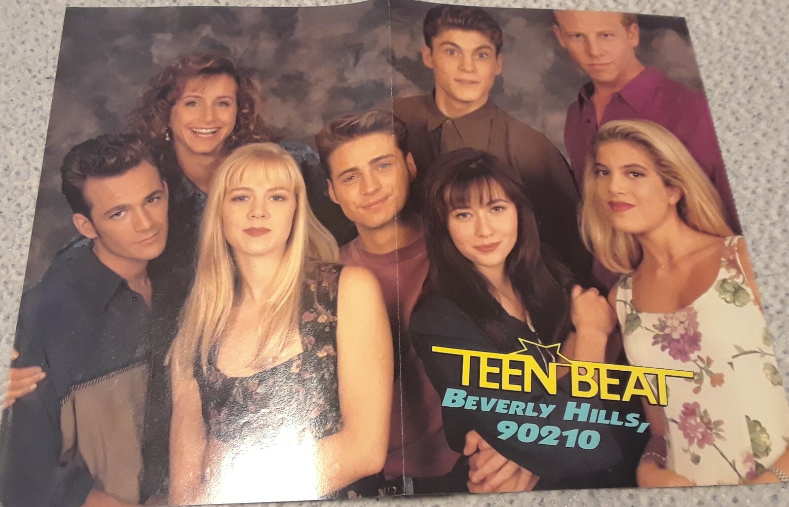 BEVERLY HILLS 90210 CAST CENTERFOLD CLIPPING FROM A MAGAZINE 90'S LUKE PERRY