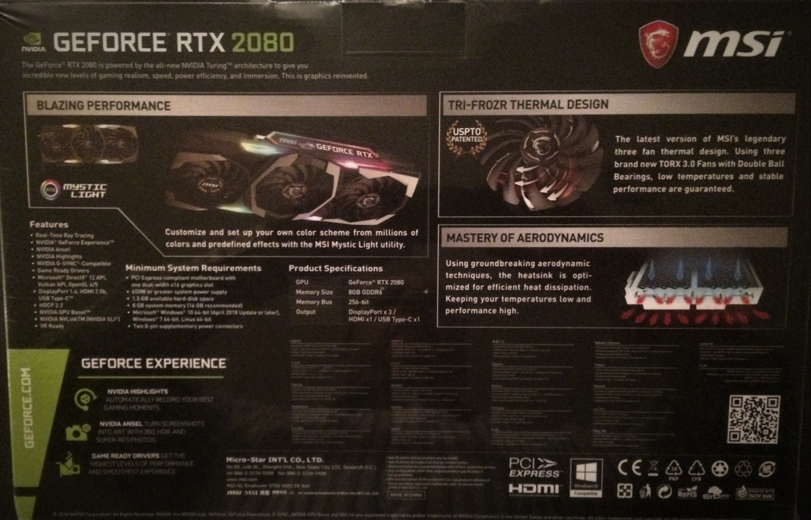 MSI GEFORCE RTX NVIDIA 2080 GAMING X TRIO GRAPHICS CARD; 8GB;GDDR6