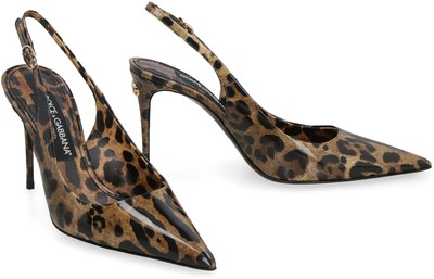 Pre-owned Dolce & Gabbana Kim Dolce&gabbana - Leather Pointy-toe Slingbacks 36 It In Animalier