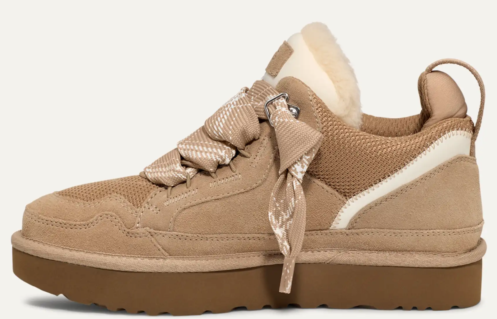 Pre-owned Ugg Women's Shoes  Lowmel Suede & Canvas High Top Sneakers 1144032 Sand Ships Now In Beige