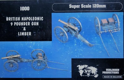 120MM 1/16 BRITISH NAPOLEONIC 8 POUNDER GUN LIMBER RESIN VERLINDEN 1000. NEW.