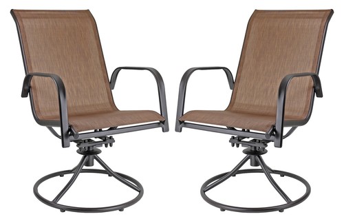 Garden Elements Sienna Swivel Rocker Patio Chair, Brown Espresso Finish, 2 Pack