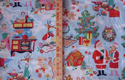 ~ OOP ALEXANDER HENRY FABRIC Xmas Time Collection Sugar Plum Santa Blue  BTHY ~