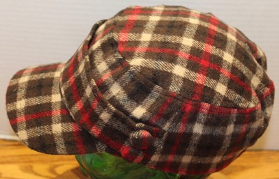 NICE ANGELA & WILLIAM WOMENS PLAID WOOL/ACRYLIC CADET STYLE HAT OSFA VGC