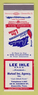 Matchbook Cover - Lee Ihle Insurance Knoxville TN