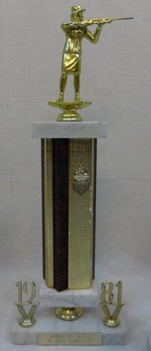 Beautiful group of vintage women's shooting trap skeet target figural trophies