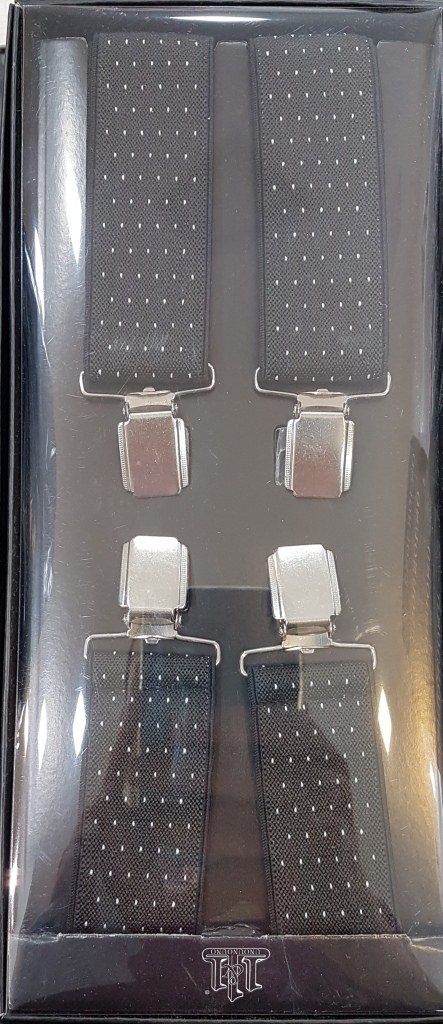 Bretelle Elasticizzate Uomo Donna Cinghia Regolabile Nere Pallini Bianchi hac