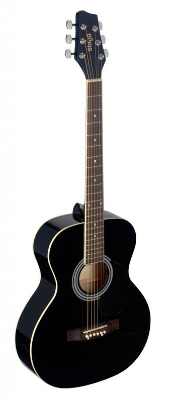 Stagg Sa20a BlkÂ 4/4 Schwarz Auditorium Akustikgitarre Mit Decke Aus Lindenholz
