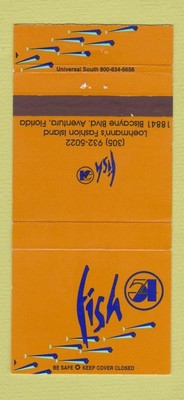 Matchbook Cover - Fish 54 Aventura FL 30 Strike