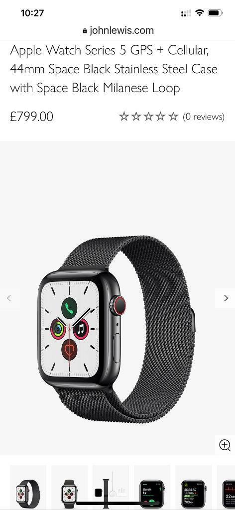 APPLE WATCH SERIES 5, 44mm SPACE BLACK STAINLESS STEEL CASE, MILANESE LOOP BRAND NEW SEALED BOX